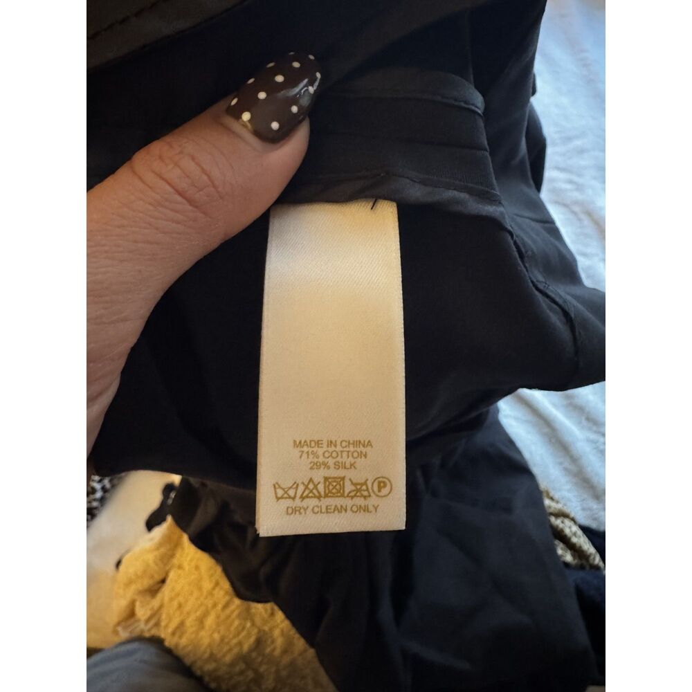 Kate Spade New York Pleated Mini Skirt Black Cotton Silk Size 0 Full A Line - Picture 6 of 6